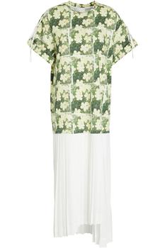 product Paneled floral-print cotton-jersey and crepe midi dress image