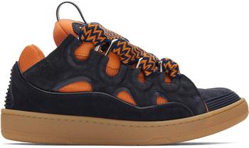浪凡男鞋, Lanvin | SSENSE Exclusive Orange & Navy Curb Sneakers商品图片 额外8.5折, 额外八五折