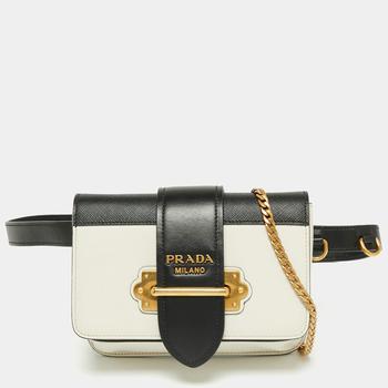 [二手商品] Prada | Prada White/Black Leather Cahier Belt Bag商品图片,7.9折, 满1件减$100, 满减