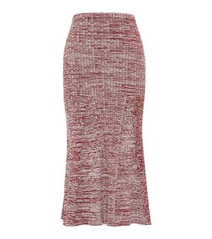 推荐High-rise ribbed-knit midi skirt商品