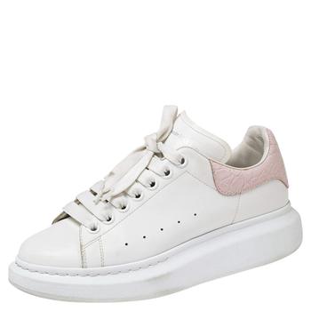 product Alexander McQueen White Leather And Croc Embossed Leather Oversized Sneakers Size 39 image