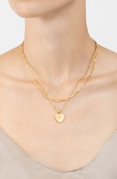 商品Adornia Paper Clip and Figaro Heart Chain Set gold图片