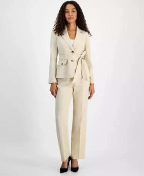 Le Suit | Women's Two-Button Belted Safari Jacket & Mid-Rise Straight-Leg Pants Set,商家Macy's,价格¥740