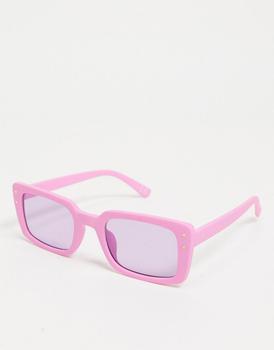 ASOS | ASOS DESIGN mid square sunglasses with metal stud detailing in purple商品图片,