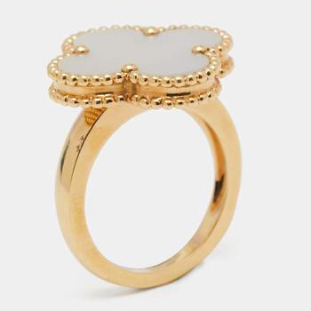 Van Cleef & Arpels, [二手商品] Van Cleef & Arpels | Van Cleef & Arpels Magic Alhambra Mother Of Pearl 18K Yellow Gold Ring Size 53商品图片 8.8折