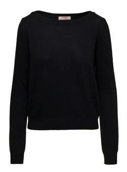 TWINSET | Black Sweater with U Neckline in Viscose Blend Woman 6.6折