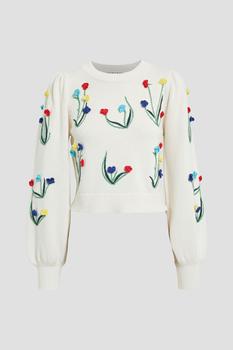 Alice + Olivia | Wendell cropped embroidered knitted sweater商品图片,4.9折