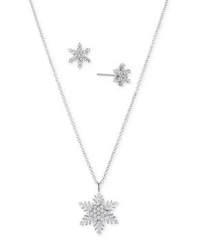 Eliot Danori | Silver-Tone Crystal Snowflake Necklace & Earrings Set, 16" + 2" extender,商家Macy's,价格¥386