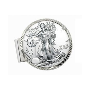 Maternal America, American Coin Treasures | Men's Sterling Silver Diamond Cut Coin Money Clip with American Silver Eagle Dollar商品图片 额外7折, 额外七折