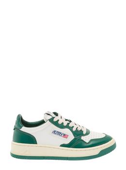 autry正品, Autry | White and Black Low-top Sneakers in Leather Autry  Woman商品图片 9.5折