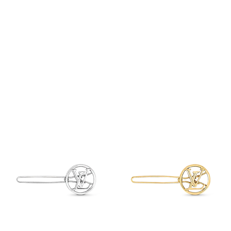 推荐【预售3-7天】路易威登BABYLOUISE系列金色/银色抛光金属镂刻徽标双色发夹M00590商品