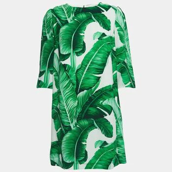 推荐Dolce & Gabbana Green Leaf Printed Crepe Mini Dress L商品