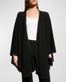 Sofia Cashmere | Jersey-Knit Cashmere Cape with Stone Placket,商家Neiman Marcus,价格¥3834