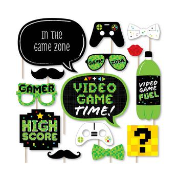 商品Game Zone - Pixel Video Game Party or Birthday Party Photo Booth Props Kit - 20 Count图片