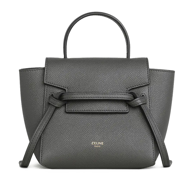 celine bag, Celine | CELINE/赛琳 2020新款BELT PICO系列 灰色荔枝纹小牛皮手提单肩金扣PICO鲶鱼包194263ZVA.10DC商品图片 7.5折×额外9.5折, 包邮包税, 额外九五折