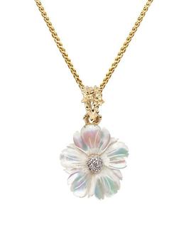 商品Luxury 18K Yellow Gold, Mother Of Pearl & 0.44 TCW Diamond Pendant Necklace图片