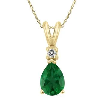 Monary | 14K Yellow Gold 6x4MM Pear Emerald and Diamond Pendant,商家Premium Outlets,价格¥1339
