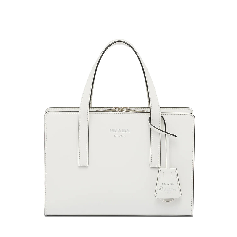 Prada | PRADA/普拉达 22新款Re-Edition 1995系列 女士迷你款白色皮革热印徽标配拉链式隔层单肩斜挎手提包商品图片,额外9.5折, 包邮包税, 额外九五折