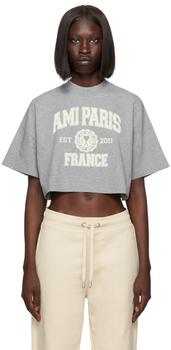 AMI | Gray 'Ami Paris France' T-Shirt商品图片,6.6折