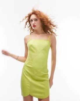 Topshop | Topshop bandeau panelled mini dress in lime 