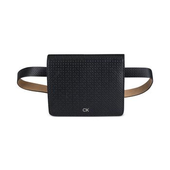 商品Calvin Klein | Wide Flap Embossed Monogram Belt Bag With Buckle,商家Macy's,价格¥315图片