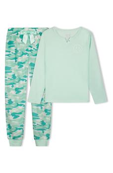 商品Sleep On It | Kids' Minky Fleece Smiley Face Camo Print Pajama 2-Piece Set,商家Nordstrom Rack,价格¥123图片