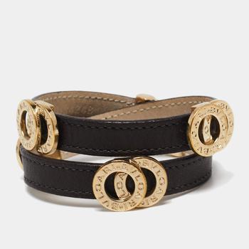 推荐Bvlgari Interlocking Rings Brown Leather  Double Coiled Bracelet商品