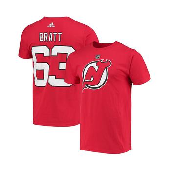 亚历山大王联名阿迪达斯, Adidas | Men's Jesper Bratt Red New Jersey Devils Name and Number T-shirt商品图片 