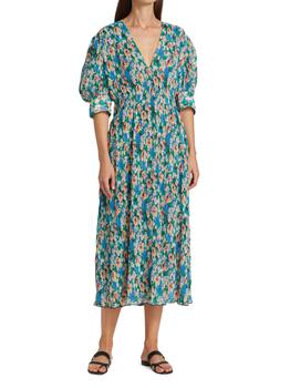 ganni floral pleated shirtdress, Ganni | Pleated Floral Georgette Dress商品图片 4.9折
