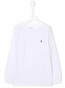 推荐Long-sleeved White Cotton T-shirt With Logo  Kids Boy商品