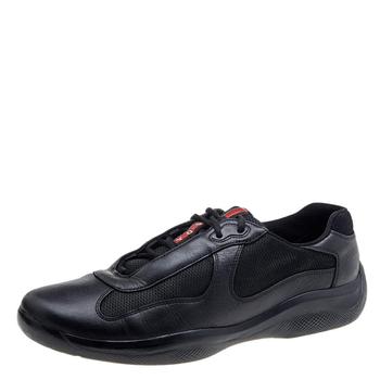[二手商品] Prada | Prada Sport Black Leather And Knit Fabric Low Top Sneakers Size 44.5商品图片,满1件减$100, 满减