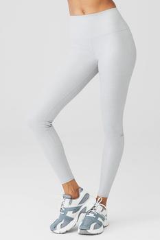 商品Alo | Alosoft Ribbed High-Waist Shimmer Legging - Light Grey Iridescent,商家Alo yoga,价格¥916图片
