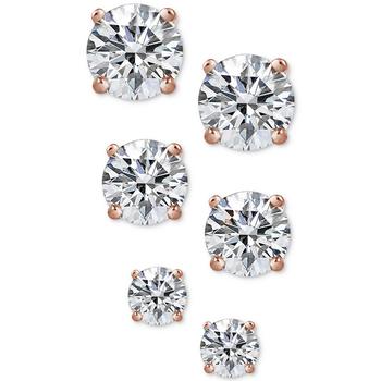 Giani Bernini | 3-Pc. Cubic Zirconia Sterling Silver Stud Earrings in 18k Rose Gold-Plated, 18k Gold-Plated and Sterling Silver, Created for Macy's商品图片,2.5折
