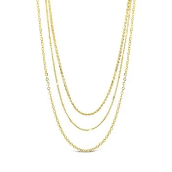 Sterling Forever | Dainty Three Layer Chain Necklace - gold,商家Premium Outlets,价格¥312
