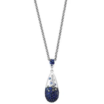 Effy | EFFY® Blue Sapphire (1-1/2 ct. t.w.) & White Sapphire (1/6 ct. t.w.) Ombré Cluster 18" Pendant Necklace in Sterling Silver,商家Macy's,价格¥7056