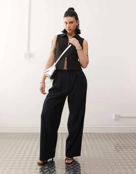 Motel | Motel nala slouchy wide leg low rise trousers in navy,商家ASOS,价格¥312