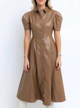 Karlie | Midi Faux Leather Shirt Dress In Brown,商家Premium Outlets,价格¥613