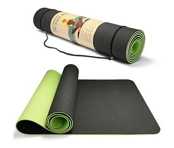Eco Friendly Reversible Color Yoga Mat with Carrying Strap - TPE Non-Slip 72'' x 24'' x 1/4"