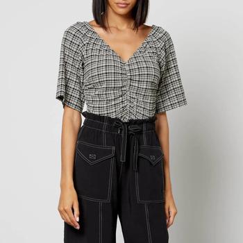 gani经典款, Ganni | Ganni Checked Stretch-Seersucker Blouse商品图片 额外7折, 额外七折