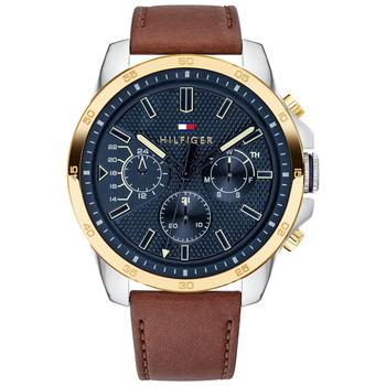 tommy hilfiger手表是什么牌子, Tommy Hilfiger | Men's Brown Leather Strap Watch 46mm商品图片 8折×额外8.5折, 额外八五折