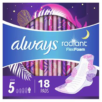 商品Radiant Pads, Size 5 Extra Heavy Overnight, with Wings Size 5,商家Walgreens,价格¥59图片