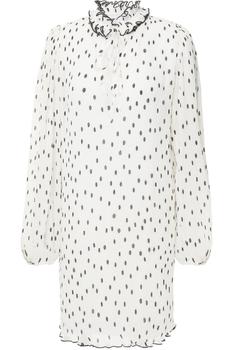 product Ruffle-trimmed polka-dot plissé-chiffon mini dress image