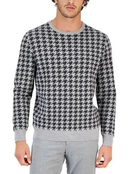Club Room | Mens Merino Wool Blend Houndstooth Pullover Sweater 3.4折起, 独家减免邮费