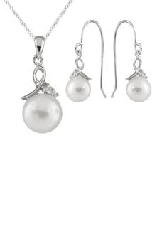 Splendid Pearls | 8-9mm Freshwater Pearl & CZ Earrings and Pendant Necklace Set,商家Nordstrom Rack,价格¥422