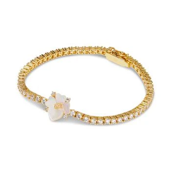 Kate Spade | Gold-Tone Mother-of-Pearl Pansy Crystal Tennis Bracelet,商家Macy's,价格¥1101