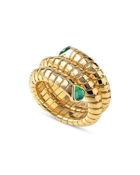 商品18K Yellow Gold Trisola Emerald Coil Ring图片