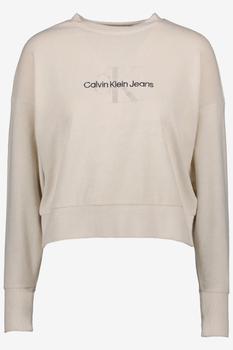 ck卫衣多少钱, Calvin Klein | Womens Calvin Klein Cream Monogram Towelling Sweatshirt商品图片 