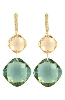 Effy | 14K Yellow Gold Green Quartz Citrine & Diamond Drop Earrings,商家Nordstrom Rack,价格¥3578