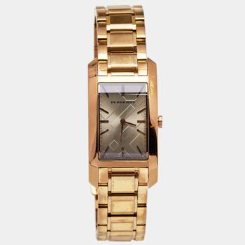 推荐Burberry Champagne Rose Gold Plated Stainless Steel Heritage BU9402 Women's Wristwatch 25 mm商品