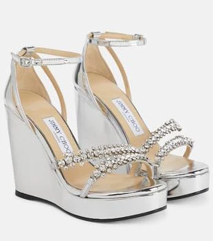 Jimmy Choo | Bing Wedge 120 metallic sandals,商家MyTheresa,价格¥5091